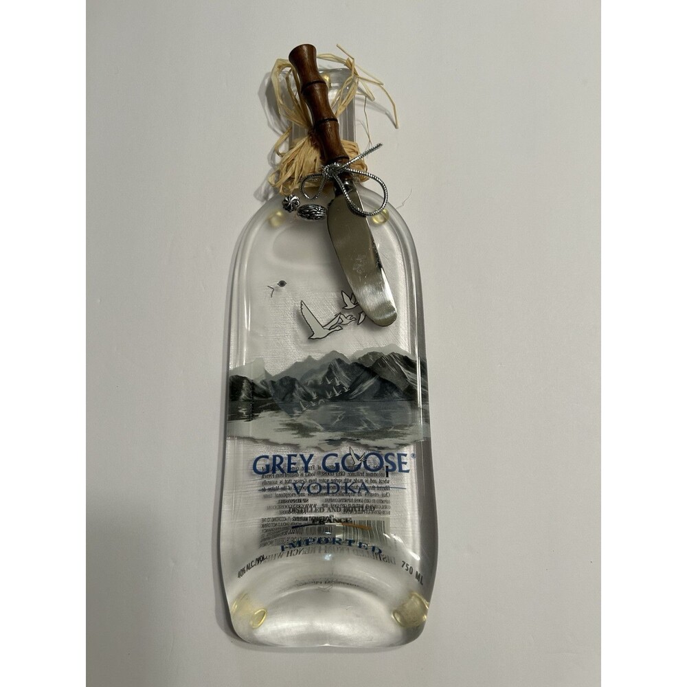 Flattened Grey Goose Bottle Cheese Knife And Rubber Bottom Tabs unique gift